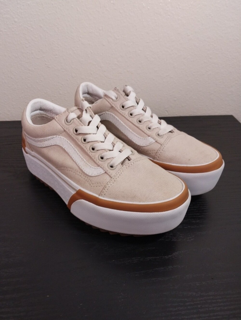 Vans Old Skool Platform Sneakers Beige Size 5